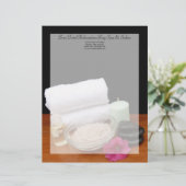 スパかマッサージまたはペディキュアのサロン場面黒または色 レターヘッド (スタンド正面)