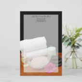 スパかマッサージまたはペディキュアのサロン場面黒または色 便箋 (スタンド正面)