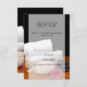 スパかマッサージまたはペディキュアのサロン場面黒または色 出欠カード (正面/裏面)