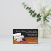 スパかマッサージまたはペディキュアのサロン場面黒または色 名刺 (スタンド正面)