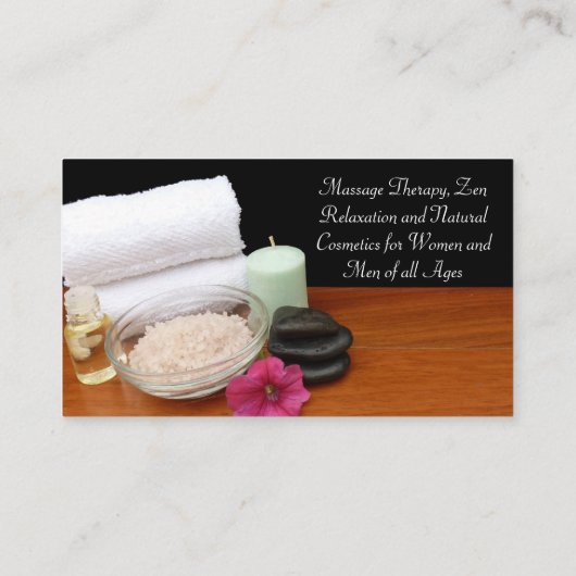 スパかマッサージまたはペディキュアのサロン場面黒または色 名刺 (裏面)