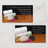 スパかマッサージまたはペディキュアのサロン場面黒または色 名刺 (正面/裏面)