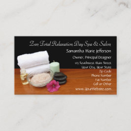 スパかマッサージまたはペディキュアのサロン場面黒または色 名刺