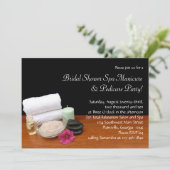 スパかマッサージまたはペディキュアのサロン場面黒または色 招待状 (スタンド正面)