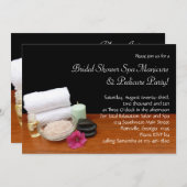 スパかマッサージまたはペディキュアのサロン場面黒または色 招待状 (正面/裏面)