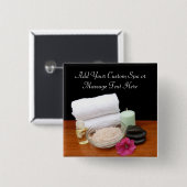 スパかマッサージまたはペディキュアのサロン場面黒または色 缶バッジ (正面&裏面)