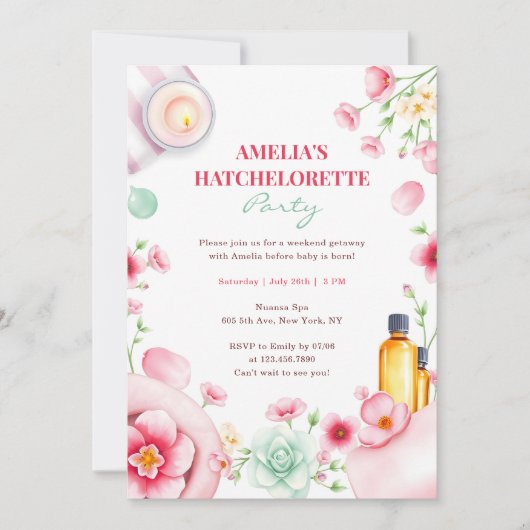 スパでのんびり女子会 ハッチャケた週末独身最後の夜 招待状 (正面)