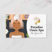 スパでフェイシャルエステとマッサージを受ける女性 名刺 (正面)