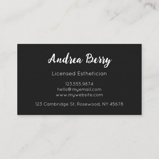 スパとサロンエステティシャン白黒 名刺 (裏面)