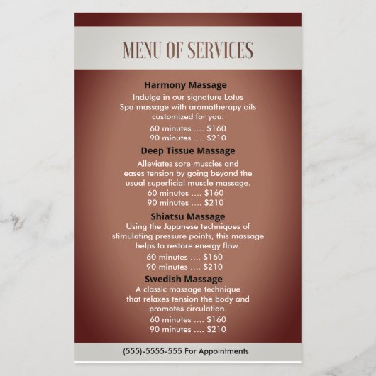 スパとマッサージブラウン・ベージュのチラシ価格 チラシ (裏面)