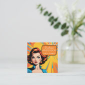 スパと美しいパーラーレトロポップ・アートのアートウーマンワウ スクエア名刺 (スタンド正面)