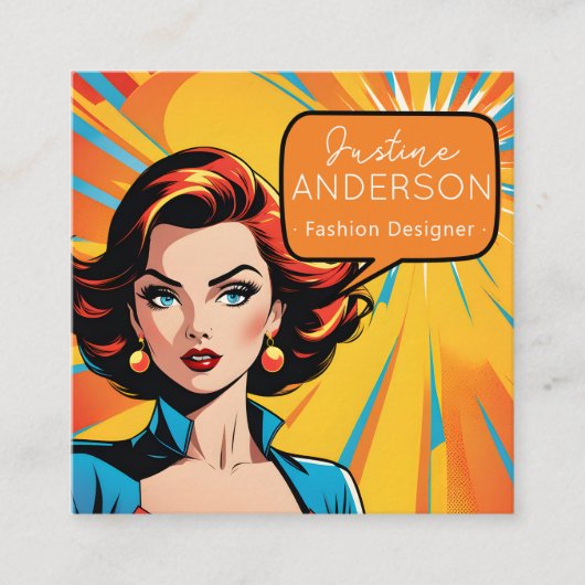 スパと美しいパーラーレトロポップ・アートのアートウーマンワウ スクエア名刺 (正面)