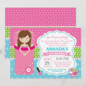 スパのお泊まりのお誕生日パーティーの招待 招待状 (正面/裏面)