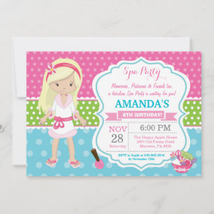 スパのお泊まりの誕生日パーティーの招待 招待状