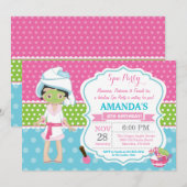 スパのお泊まりの誕生日パーティーの招待 招待状 (正面/裏面)