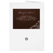 スパのサロンのパンフレットのベージュブラウンの麻布の花柄 (裏面)