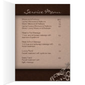 スパのサロンのパンフレットのベージュブラウンの麻布の花柄 (内側 (右))