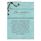 スパのサロンのパンフレットの挨拶状の水を含んだ青 (正面)