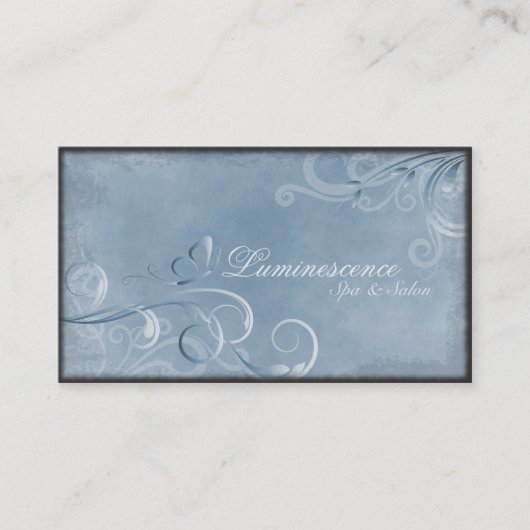 スパのサロンの名刺のヴィンテージの渦巻の蝶 名刺 (正面)