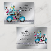 スパのネイルサロンのスクーターの女の子のファッションのモダンの泡 名刺 (正面/裏面)