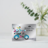 スパのネイルサロンのスクーターの女の子のファッションのモダンの泡 名刺 (スタンド正面)