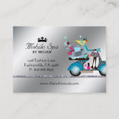 スパのネイルサロンのスクーターの女の子のファッションのモダンの泡 名刺 (裏面)