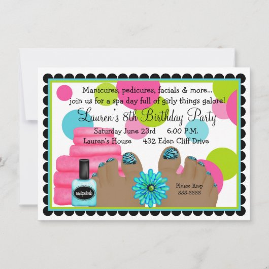 スパのバースデーパーティ招待状 招待状 (正面)