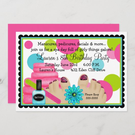 スパのバースデーパーティ招待状 招待状 (正面/裏面)