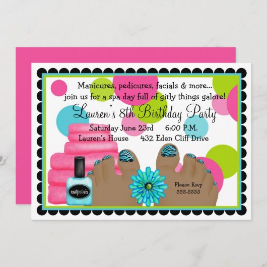 スパのバースデーパーティ招待状 招待状 (正面/裏面)