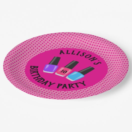 スパのパーソナライズされた誕生日パーティープレート ペーパープレート (アングル)
