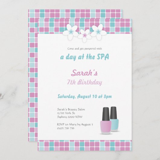 スパのパーティの招待状 招待状 (正面/裏面)