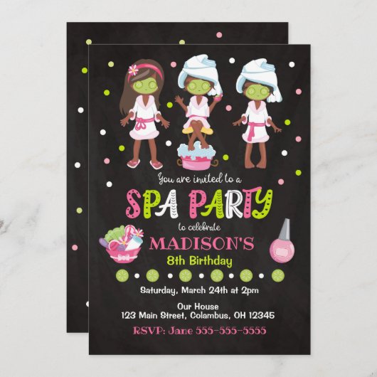 スパのパーティーの誕生日の招待状 招待状 (正面/裏面)