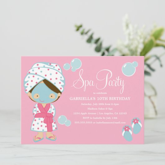 スパのパーティー|のピンクのパーティーの招待 招待状 (スタンド正面)