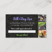 スパのマッサージのサロンの名刺のロイヤルブルーの黒 予約カード (裏面)