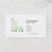 スパのマッサージセラピストの名刺のテンプレート 名刺 (裏面)