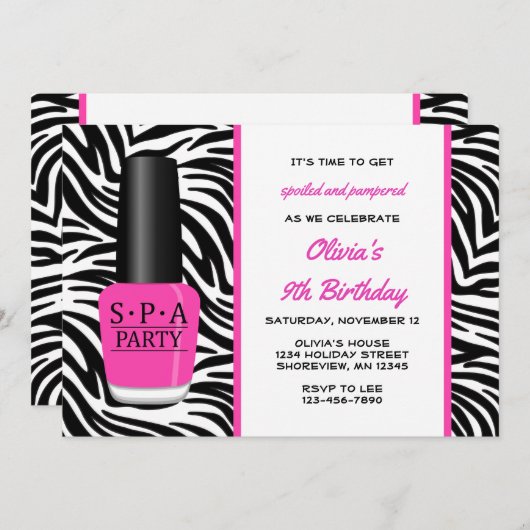 スパのマニキュアの誕生日の招待状 招待状 (正面/裏面)