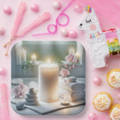 スパのランと輝くキャンドル ペーパープレート (パーティー)