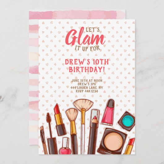 スパの化粧の誕生会 招待状 (正面/裏面)