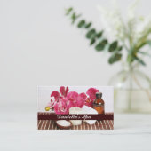 スパの塩、油、タオルおよび蝋燭をマッサージして下さい 名刺 (スタンド正面)