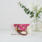 スパの塩、油、蘭および蝋燭をマッサージして下さい 名刺 (スタンド正面)