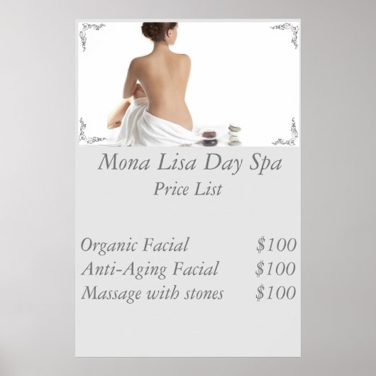 スパの料金一覧 ポスター (正面)
