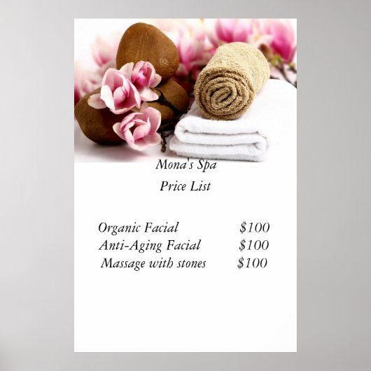 スパの料金一覧 ポスター (正面)