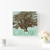 スパの木IV スクエア壁時計 (ホーム)