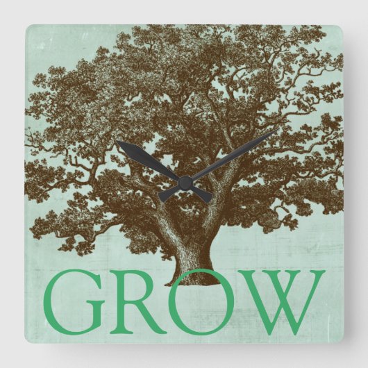 スパの木IV スクエア壁時計 (正面)