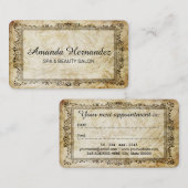 スパの美容院のヴィンテージの華麗さのアポイントメントカード 予約カード (正面/裏面)
