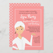 スパの美少女の誕生日スパパーティー招待状 | ピンク 招待状 (正面/裏面)