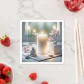 スパの蘭白熱［赤熱］光を放つと蝋燭 スタンダードカクテルナプキン (インサイチュ)