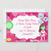 スパの誕生日のベビーまたはブライダルシャワーのパーティーの招待 招待状 (裏面)