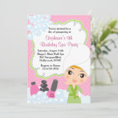 スパの誕生日のマニPediのパーティの招待状 招待状 (スタンド正面)