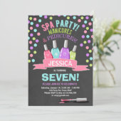 スパの誕生日の招待はサロンのピンクのチョークの手入れをします 招待状 (スタンド正面)